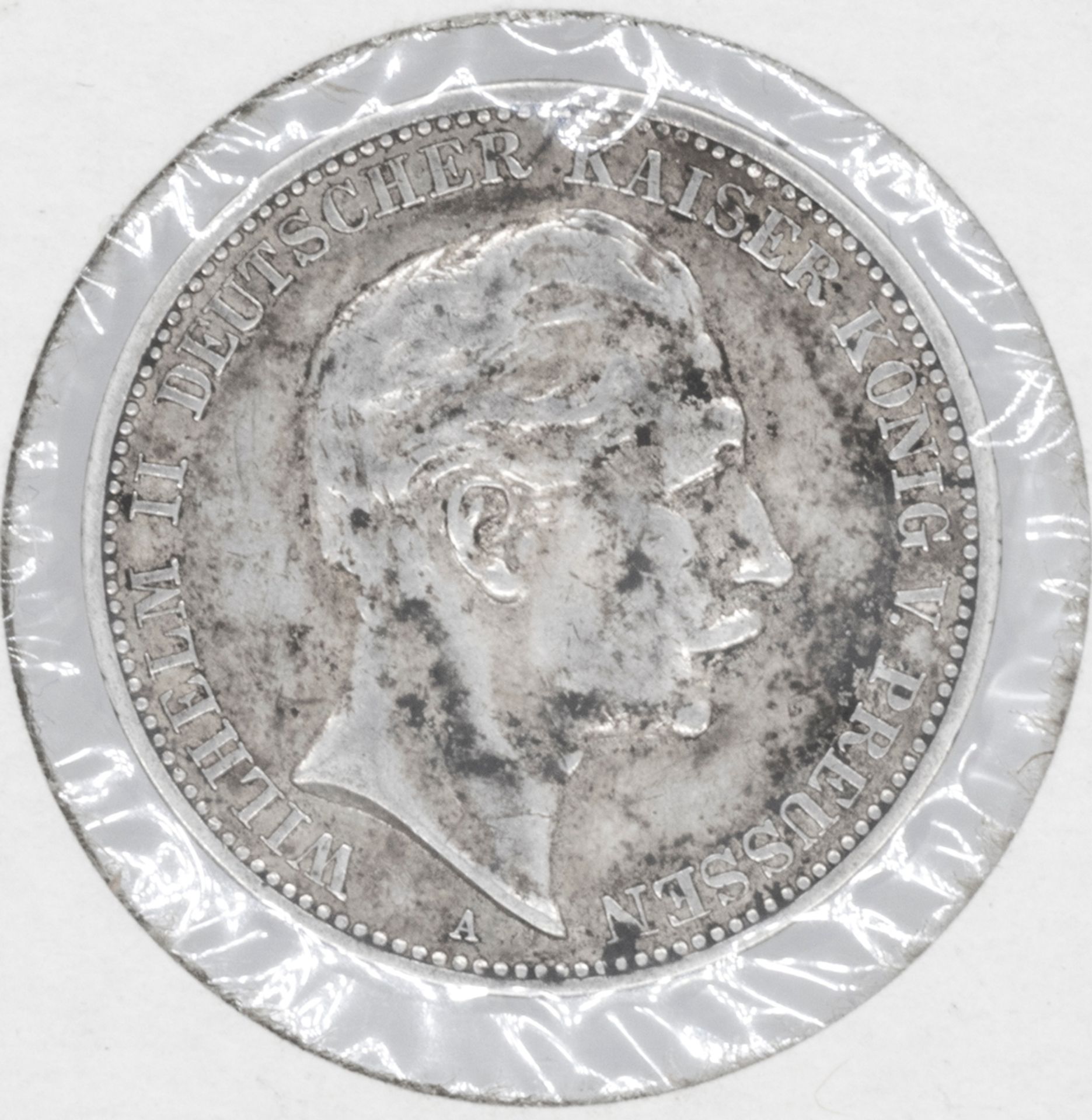 Deutsches Kaiserreich 1910 A, 3 Mark - Silbermünze "Wilhelm II." Erhaltung: ss.