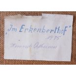 Ölgemälde auf Hartfaser, "Im Erkenberthof" 1975, Heinrich Ostheimer. Breite ca. 54,5 cm, Höhe ca.