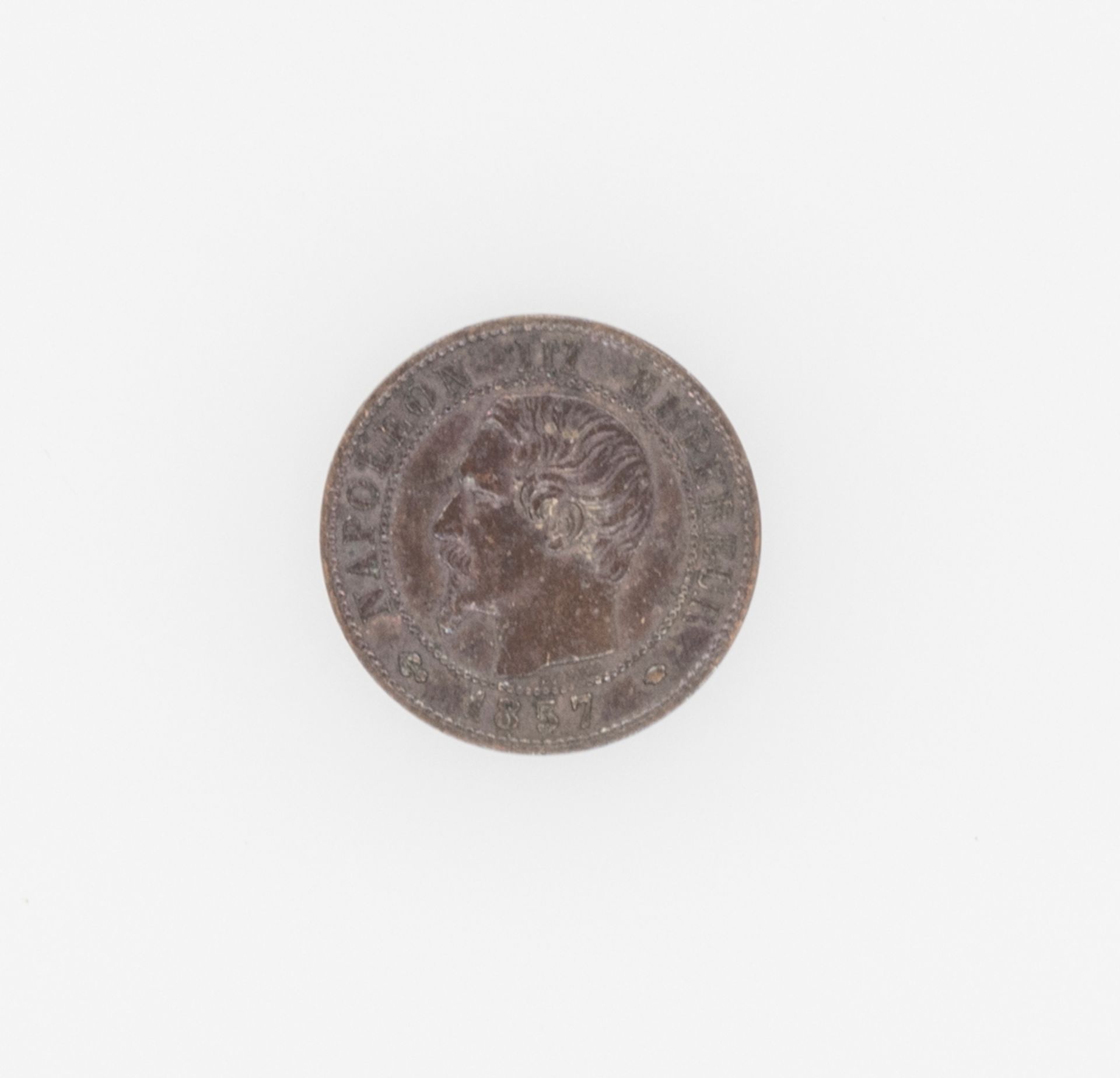 Frankreich 1857, 1 Centime - Münze "Napoleon III.". Münzstätte: Straßburg. Erhaltung: ss.