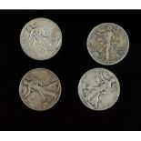 Lot von 1/2 Silberdollar, 900er Silber, 1942-1943, 1945-1946. Insgesamt 4 Stück.