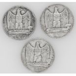 Italien 1926/27, drei 5 Lire - Silbermünzen, "Vittorio Emanuele III." Erhaltung: ss.