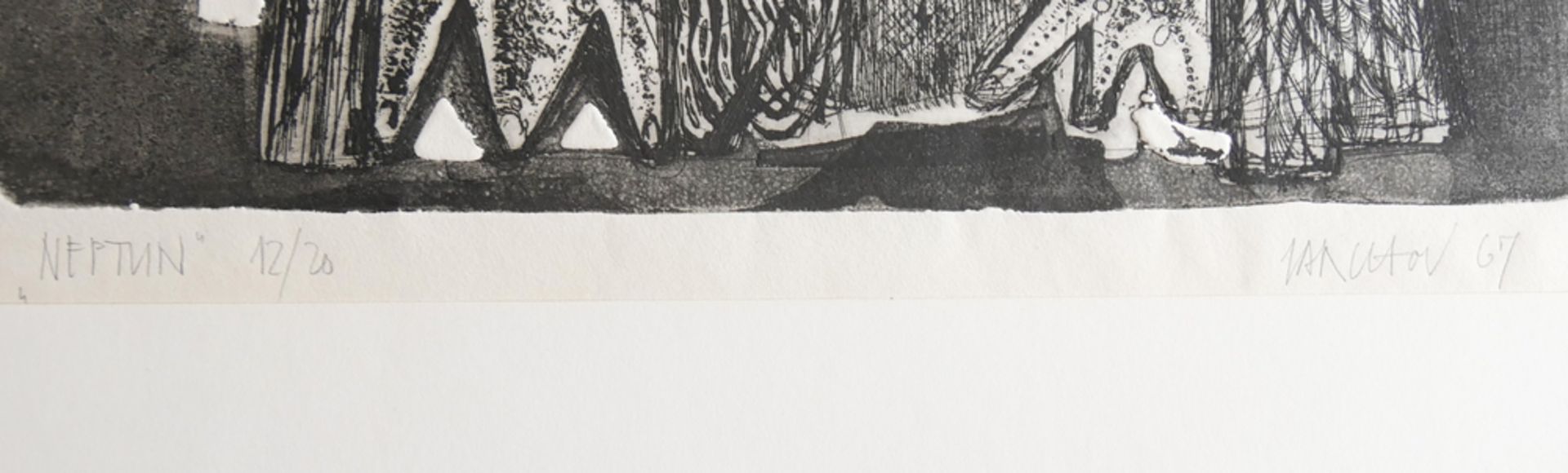 Ungedeuteter Künstler. Lithographie "Neptun" 12/20 rechts unten Signatur. Blattmaße: Höhe ca. 50 cm, - Image 2 of 2
