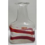 Poschinger - Frauenau, 70er handgearbeitete, schwere Schaumglas Vase mit eingeschmolzenen roten
