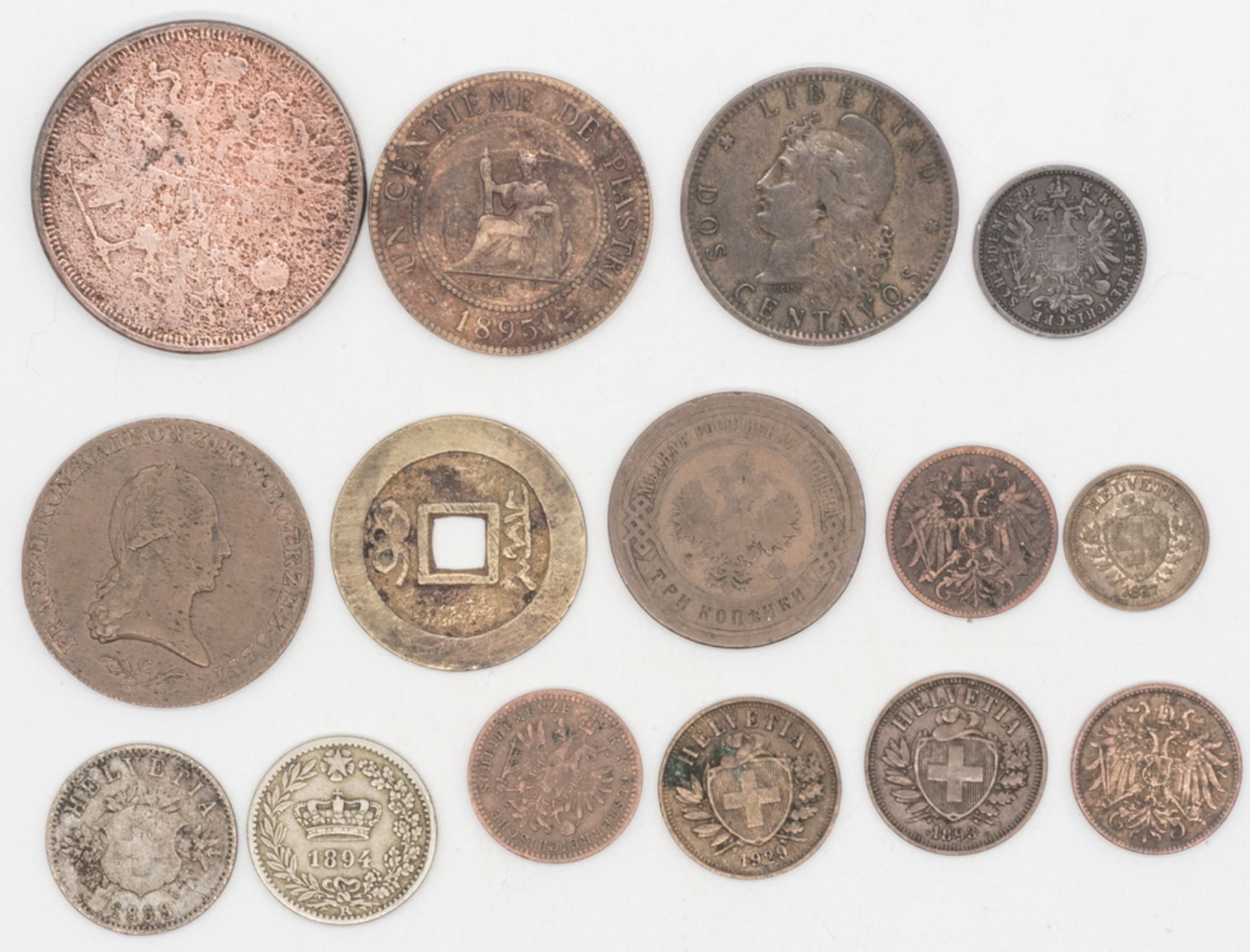 Lot Münzen aus aller Welt, dabei Österreich, Schweiz, Russland, China, Frankreich-Indochina, Italien - Bild 2 aus 2