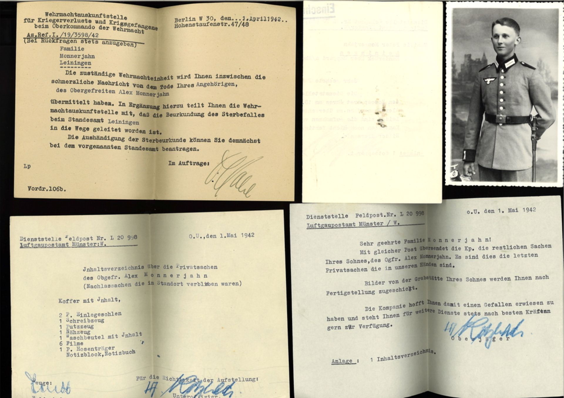 Alex Monnerjahn,Träger des Fallschirmabzeichen der Luftwaffe, 3. Reich, Dokumentennachlass, dabei - Image 2 of 3
