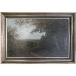 O.J. Clark, Ölgemälde auf Holzplatte, englische Landschaft, links unten Signatur OJ Clark. Im