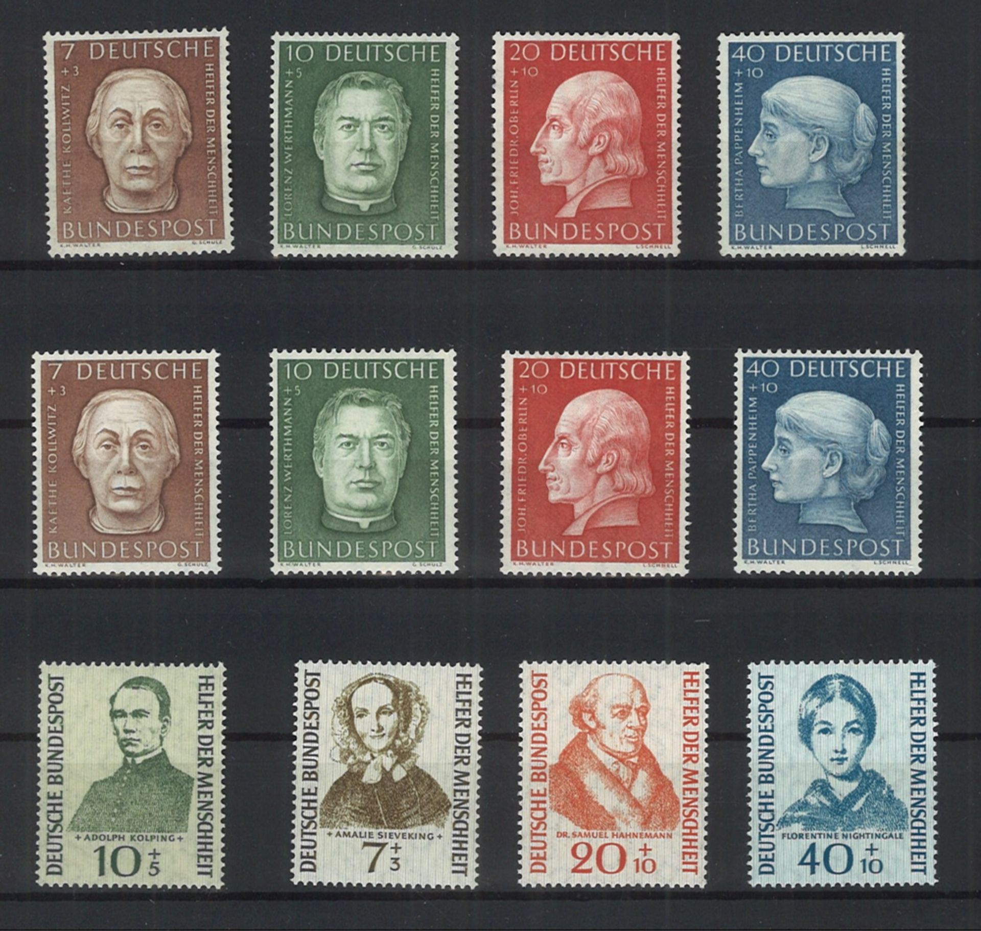 BRD 1954-1955, Michel-Nr. 2 x 200-203, 222-225 postfrisch