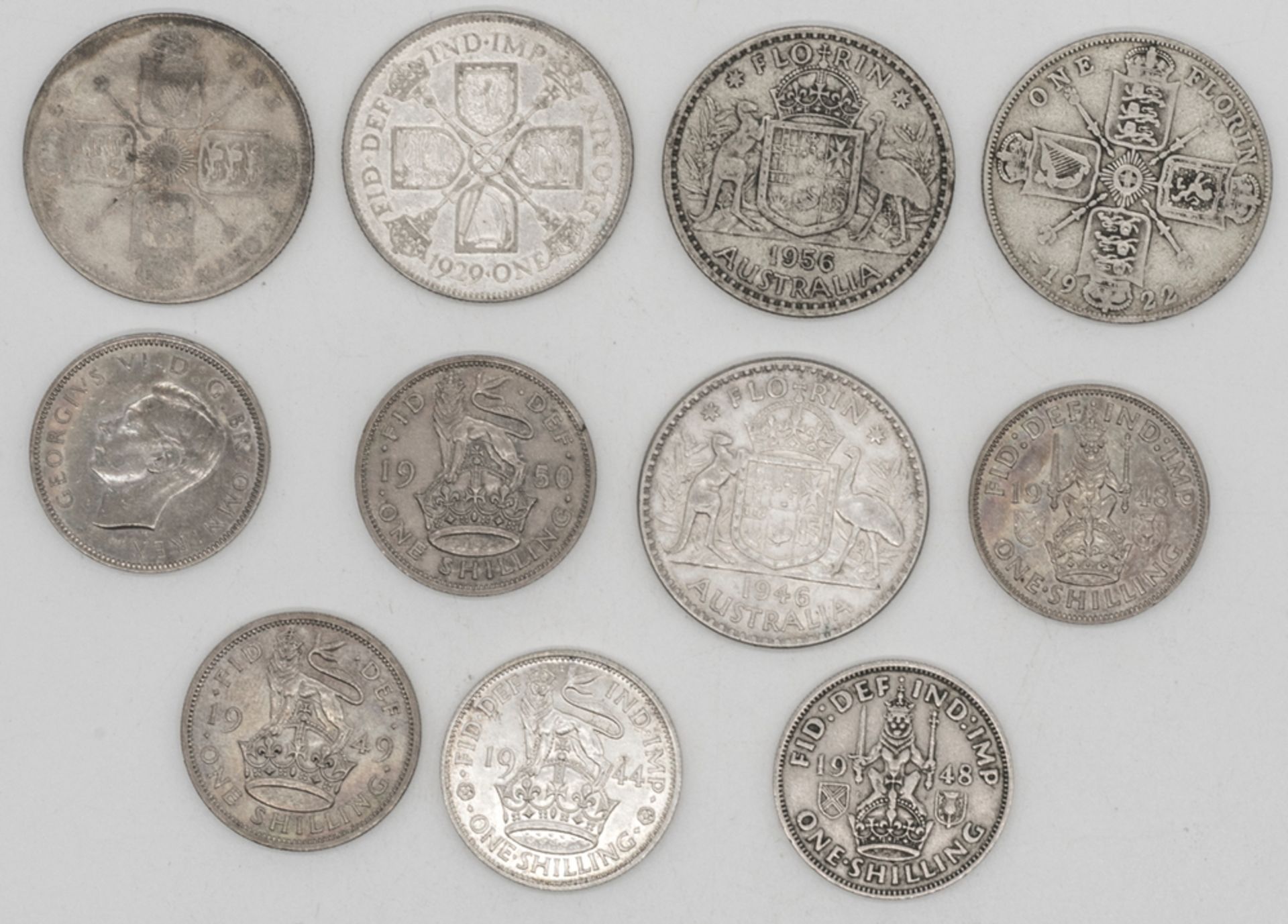 Großbritannien/Australien 1921/50, Lot Münzen. Bitte besichtigen.