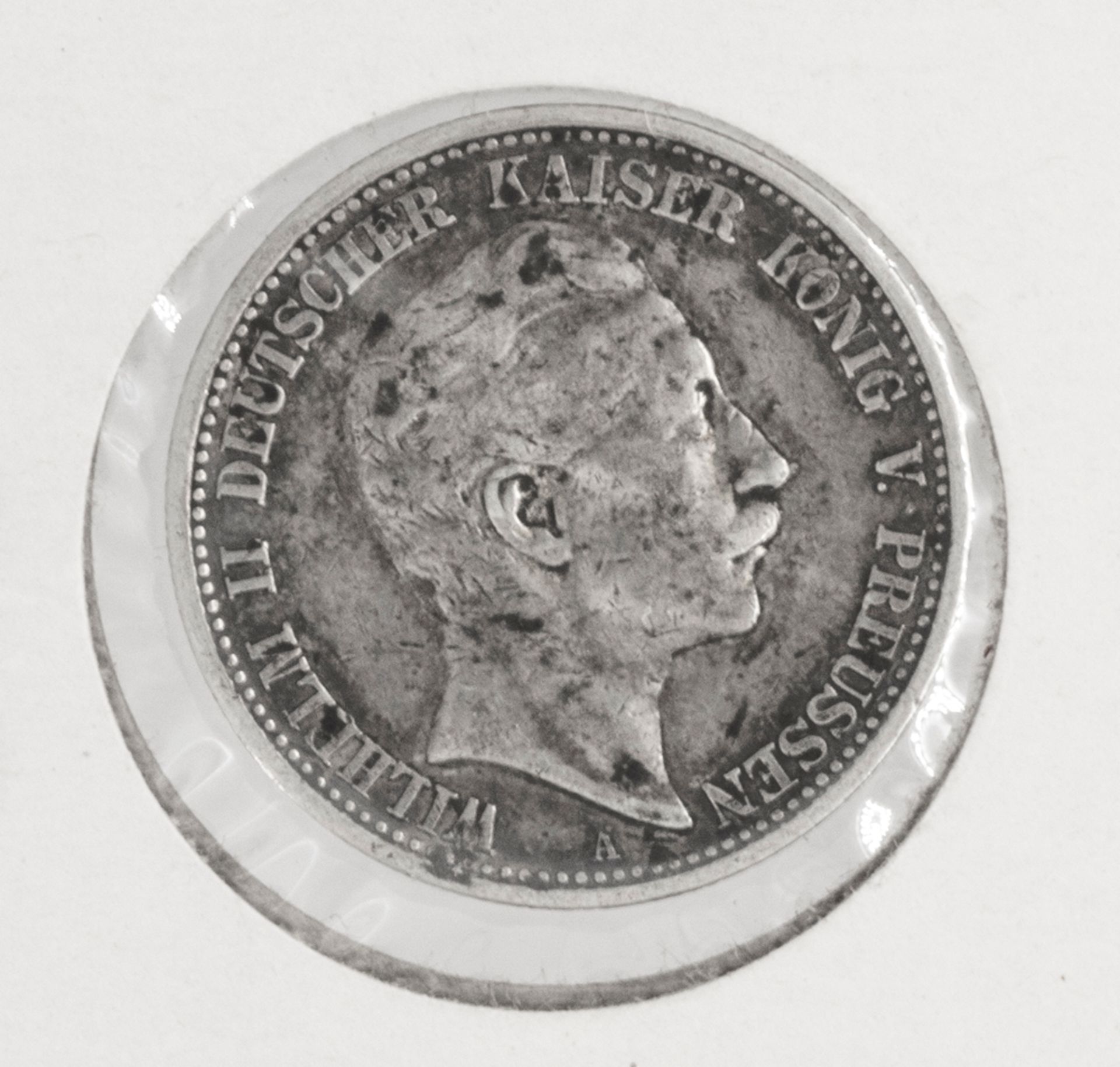 Deutsches Kaiserreich Preußen 1905 A, 2 Mark - Silbermünze "Wilhelm II.". Erhaltung: ss.