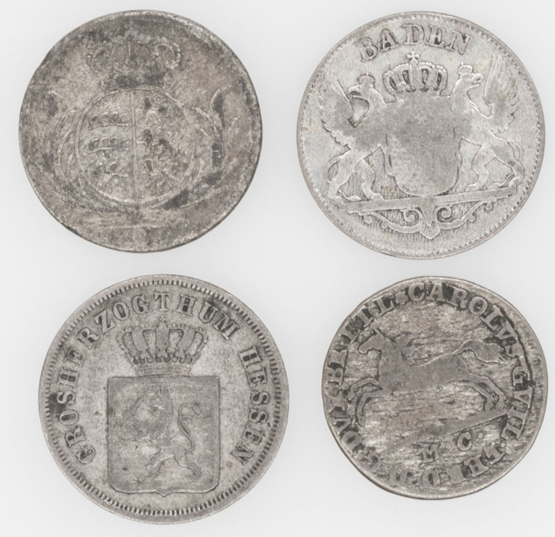 Altdeutschland, Lot 6 Kreuzer - Silbermünzen, dabei Hessen 1848, Württemberg 1810, Baden 1840. - Bild 2 aus 2
