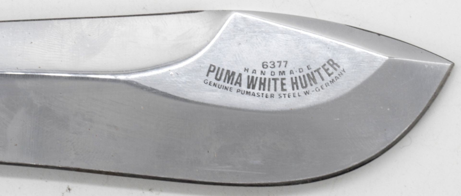 Puma Jagdmesser White Hunter 6377, Kontroll - Nr.: 49571. Hirschhorn - Griffschalen. Lederscheide - Image 4 of 7