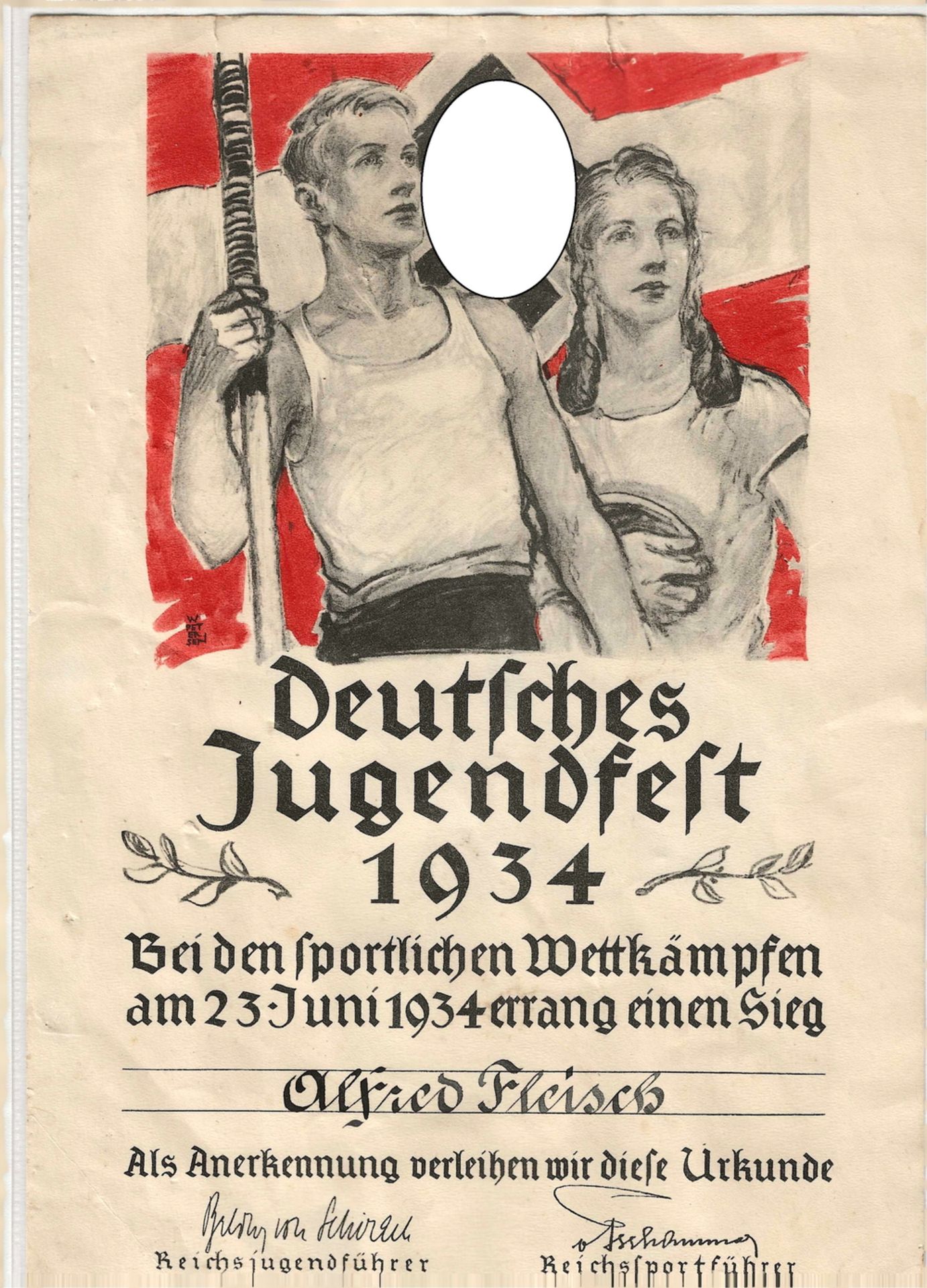 Urkunde zum "Deutschen Jugendfest 1934"