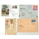 Postkarten und Belege Schweiz, dabei auch eine schöne Klappkarte.