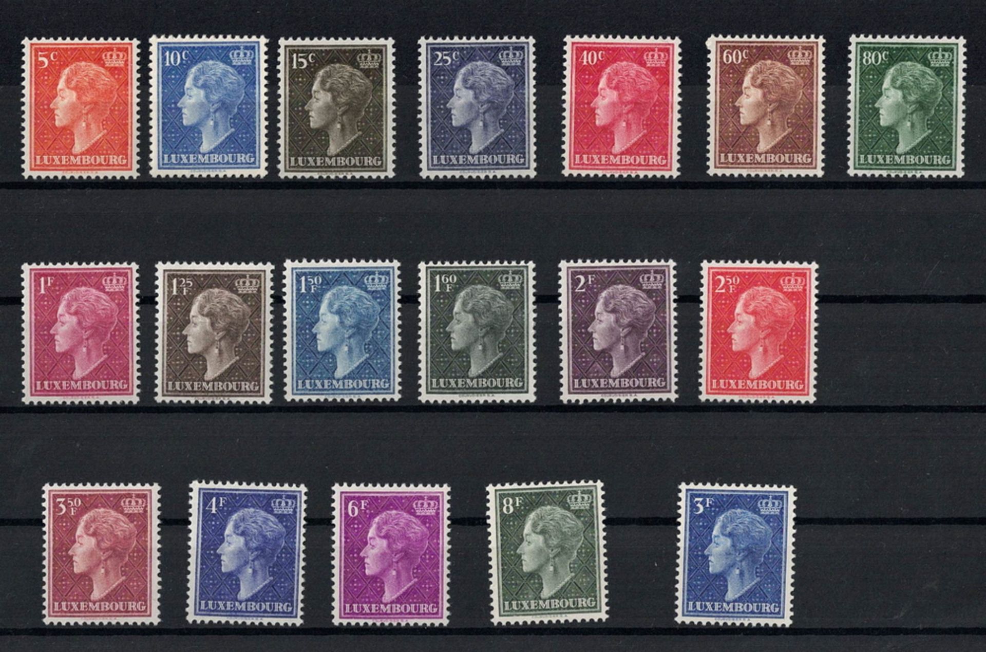 Luxemburg 1948/1951. MiNr. 442-459, postfrisch.