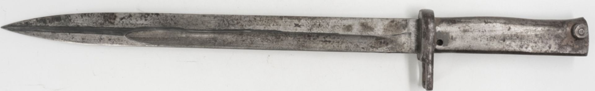 Ersatz - Seitengewehr, 1. Weltkrieg, Metallgriff, Metallscheide, mit Tragekoppel. Klingenlänge: - Image 2 of 4
