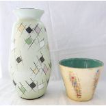 2 Teile Keramik, 1x Vase, 1x Übertopf. Bitte besichtigen!
