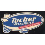 Bierdeckel in Form eines Zeppelins "Tucher Weizenbier"