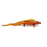 orangefarbener Murano Glas Fisch, am Schwanz beschädigt. Länge ca. 40 cm, Höhe ca. 7,5 cm