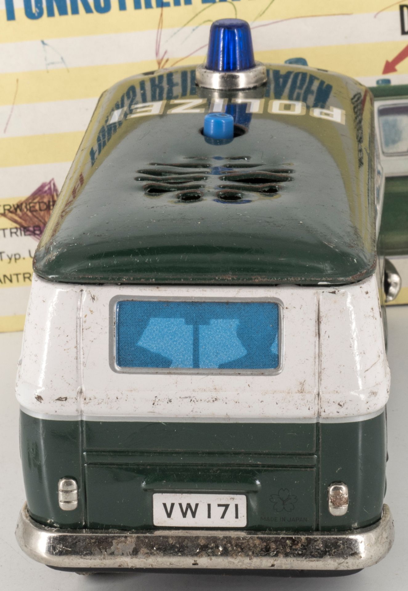 Yonezawa Polizei Funkstreifenwagen VW T1. Blech. 60er Jahre. Friktionsantrieb, - Image 4 of 5