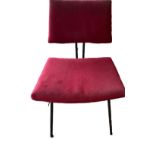 Knoll International, Stuhl auf Metallgestell, Stoff überzogene Holzsitzfläche, 1950-1960er Jahre.