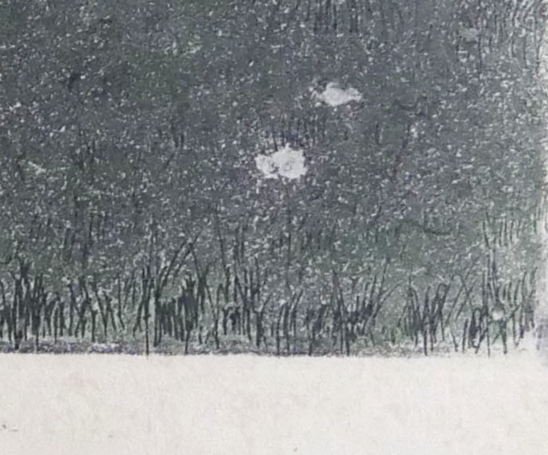 Radierung "Landschaftsmotiv" von Paul Schweitzer? hinter Glas gerahmt. Gesamtmaße: Höhe ca. 37 cm, - Bild 3 aus 3