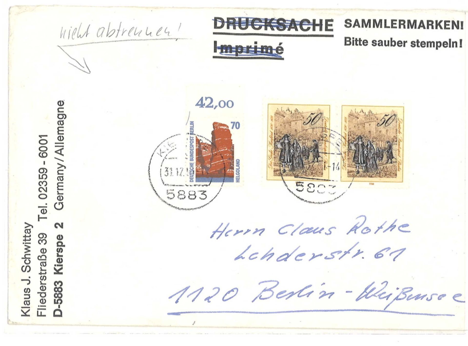Brief Berlin, letzter Tag der Verwendung !!! für den Berlinsammler