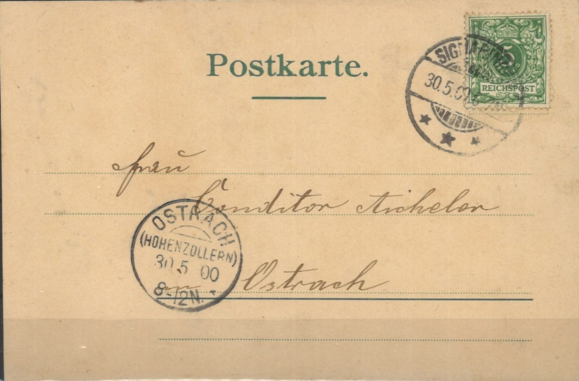 Reichspost. Postkarte Kloster Gorheim. Verl. v.F. Kugler, Hoffotograf Kunstanstalt, Sigmaringen - Bild 2 aus 2