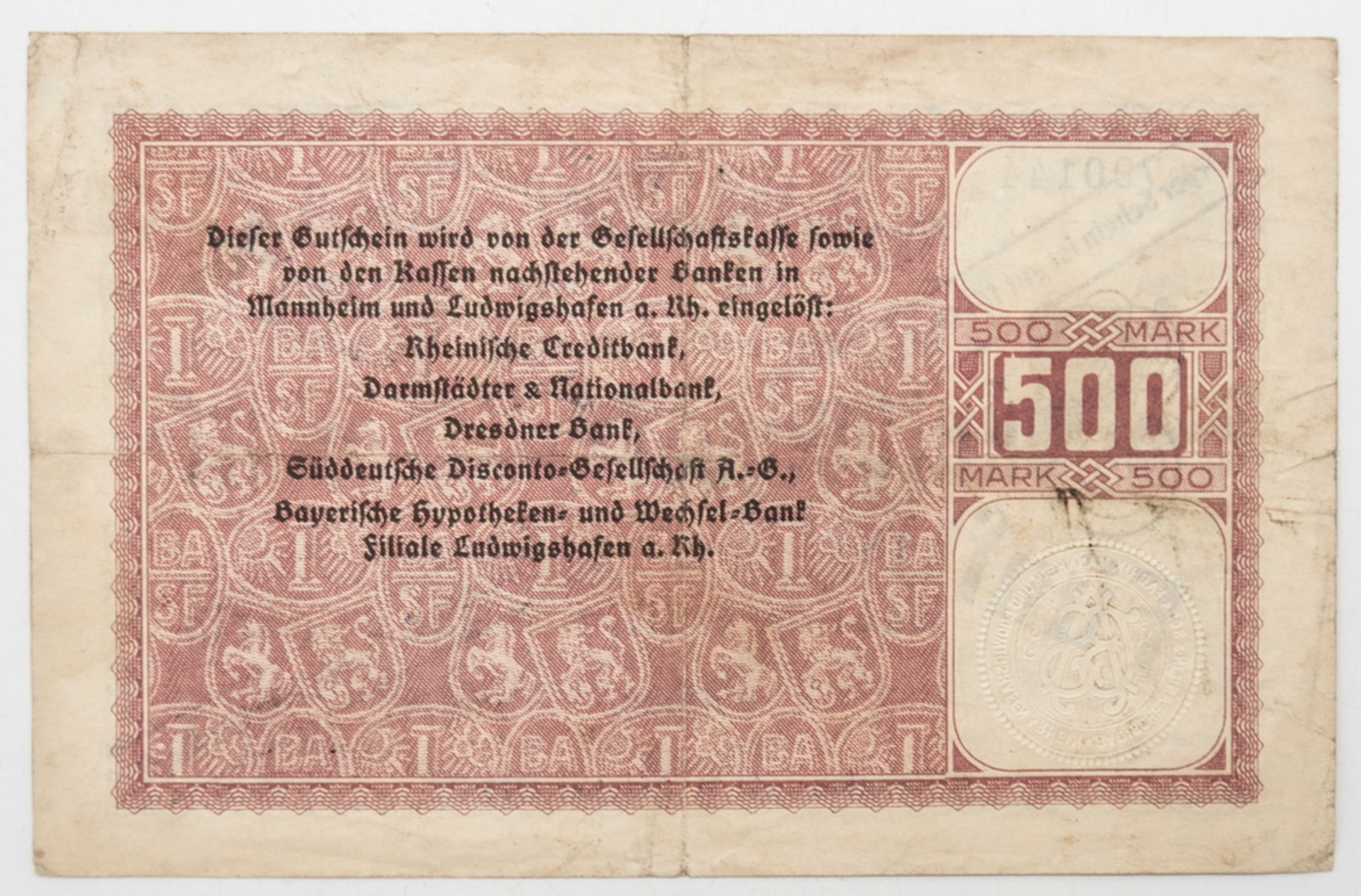 Deutschland 1922, BASF Ludwigshafen a. Rhein, Notgeld 5 Millionen Mark. Erhaltung: ss. - Bild 2 aus 2