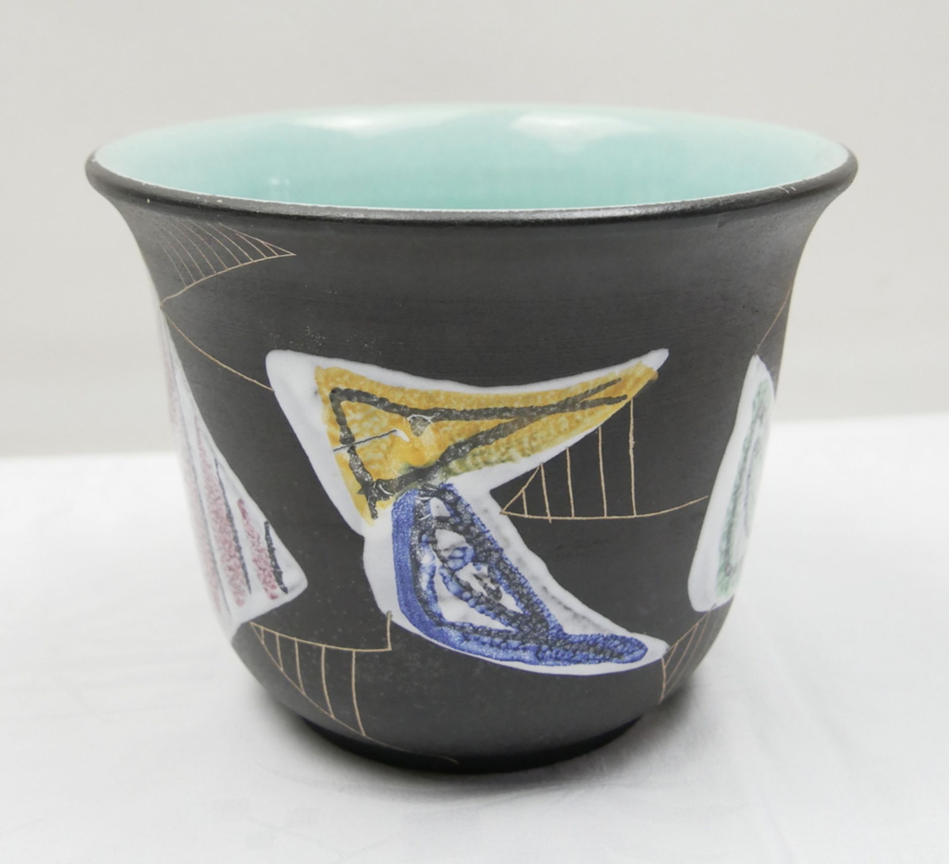 Hans Welling. RUSCHA Dekor Marocco Keramik "Übertopf" 232/3 Handarbeit. Höhe ca. 15 cm,