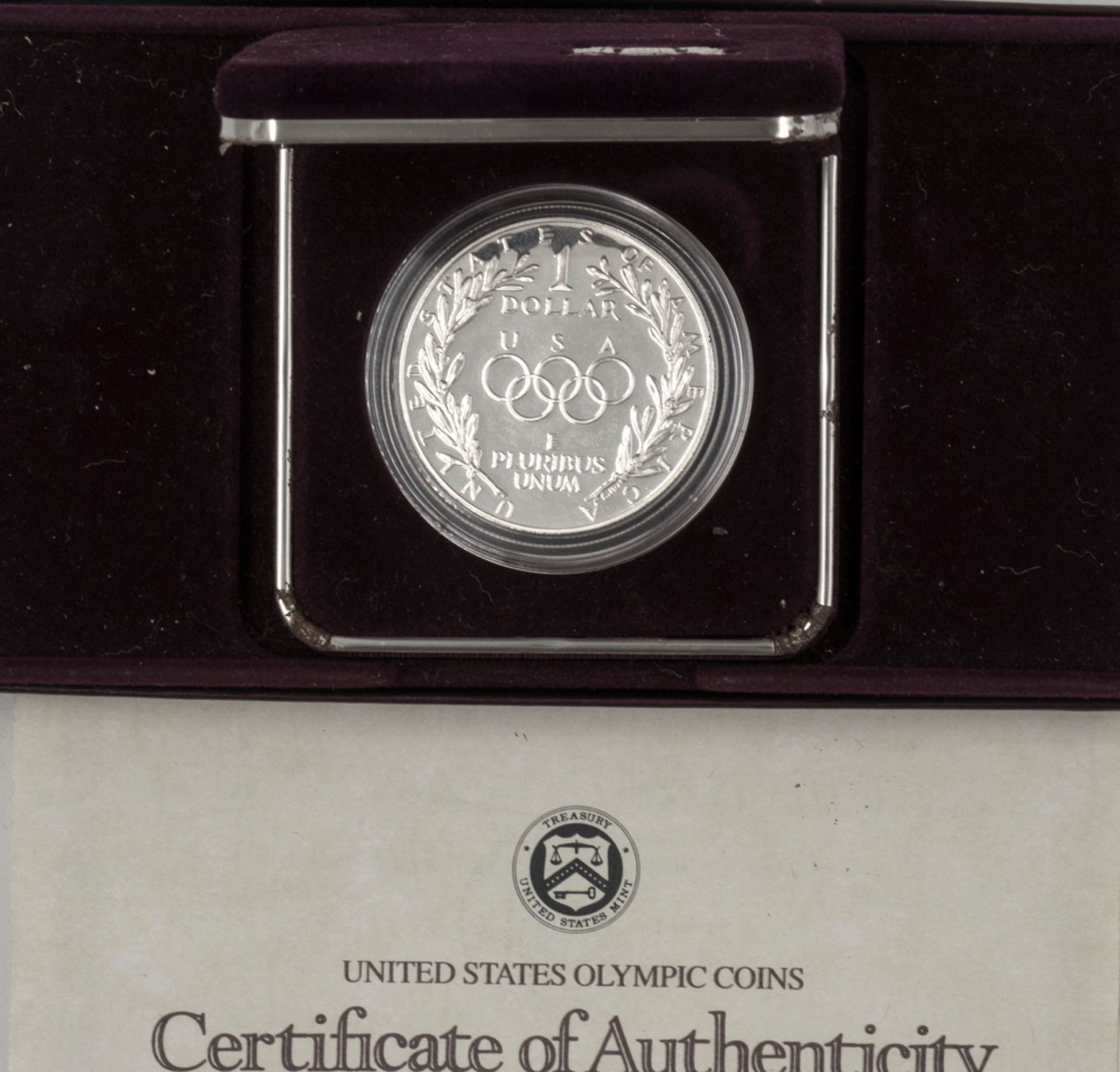 USA 1988, Silber - Dollar. "Olympiade". Gewicht: ca. 26,73 g, Silber 900. Durchmesser: ca. 38 mm. - Image 2 of 2