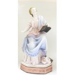 Porzellanfigur "Die Muse" mit Buch. Antike Figur aus Frankreich. Chips an Fingern und Sockel