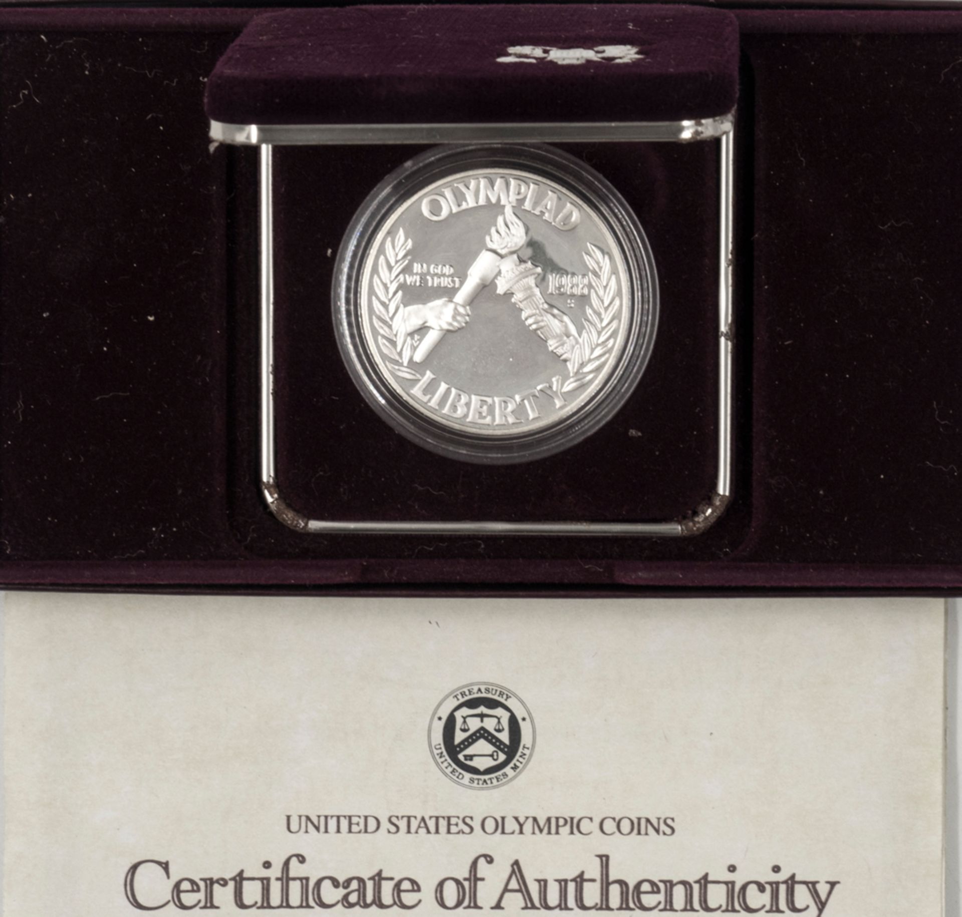 USA 1988, Silber - Dollar. "Olympiade". Gewicht: ca. 26,73 g, Silber 900. Durchmesser: ca. 38 mm.