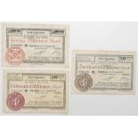 Deutschland 1923, Stadt Oggersheim Banknoten: 50 Millionen, 100 Millionen und 200 Millionen Mark.