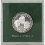 Medaille "Apollo 11 - Die erste Mondlandung". Silber 900. Durchmesser: ca. 40 mm. Qualität: PP. In