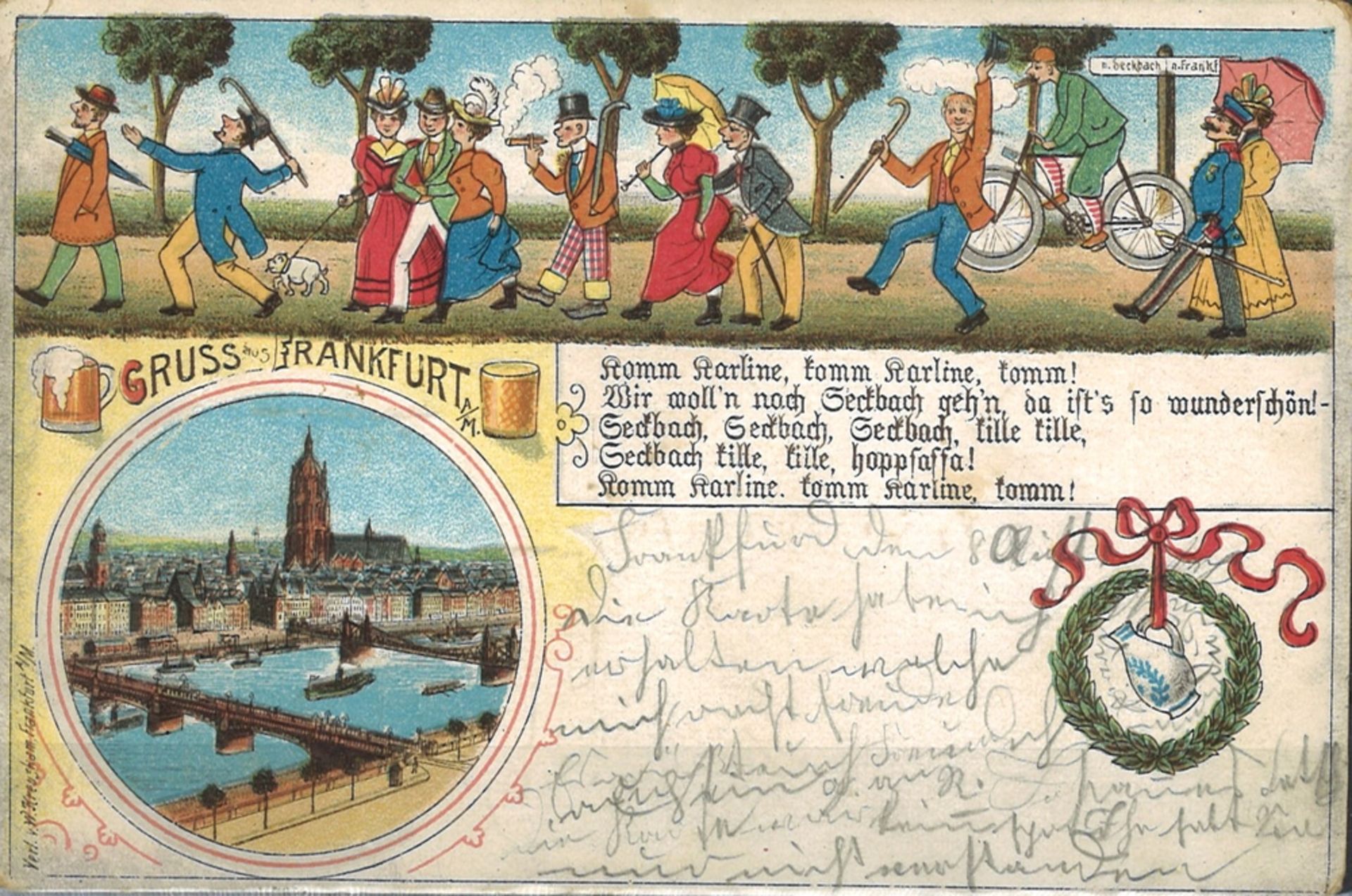 Reichspost. Postkarte "Gruss aus Frankfurt", gelaufen