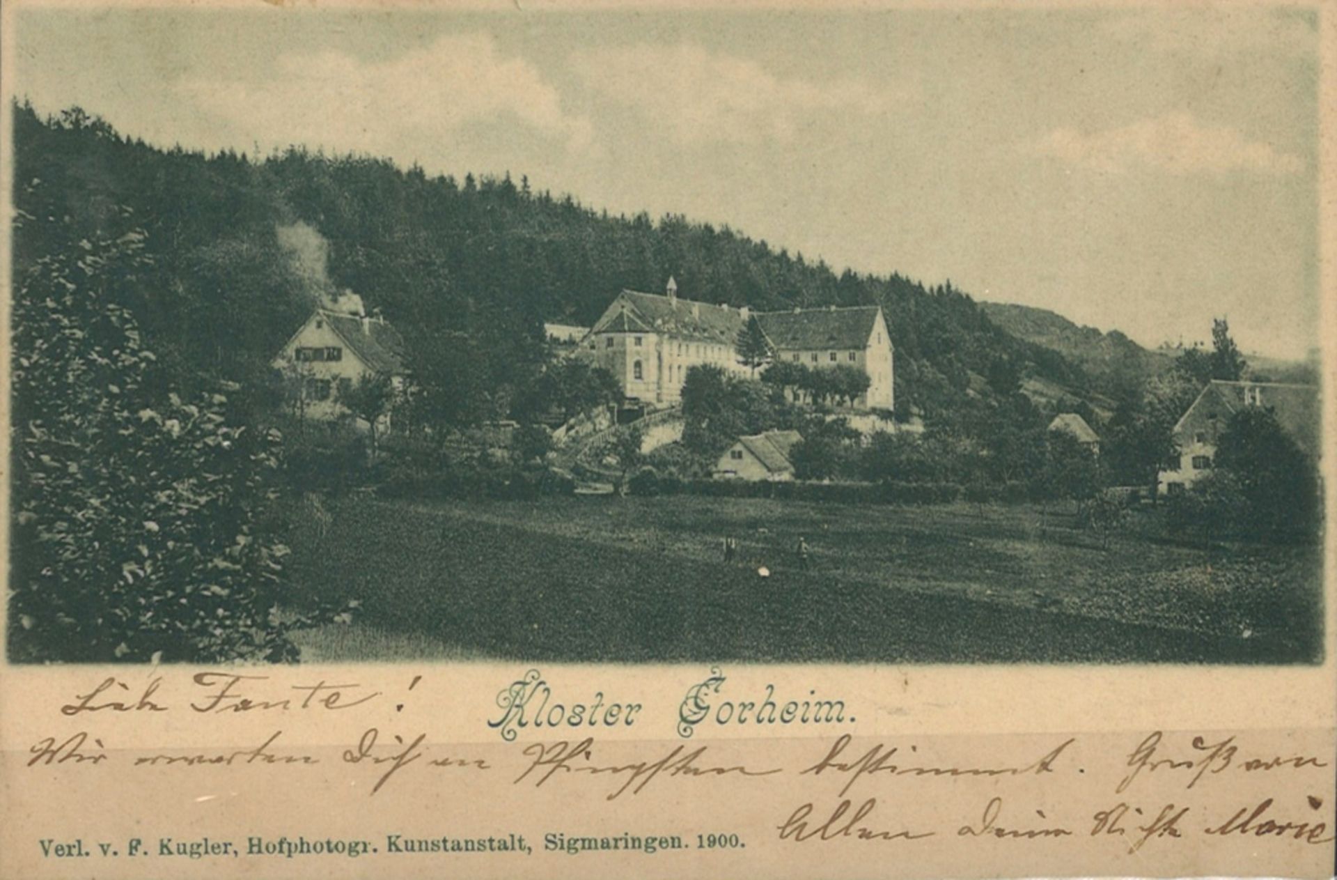 Reichspost. Postkarte Kloster Gorheim. Verl. v.F. Kugler, Hoffotograf Kunstanstalt, Sigmaringen