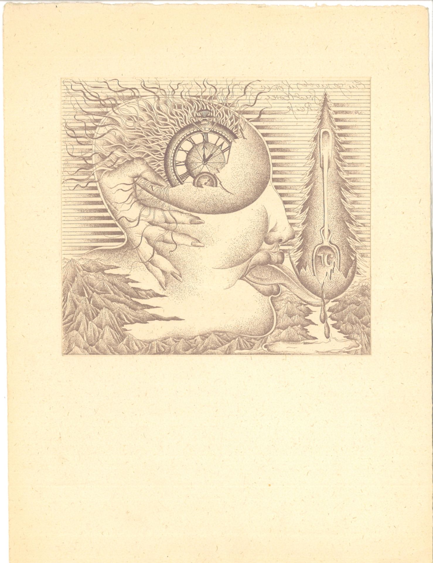 Lithografie, Wolfgang Fratscher, "fruchtbares Jahr", Maße: Breite ca. 22,4 cm, Höhe ca. 29,8 cm.