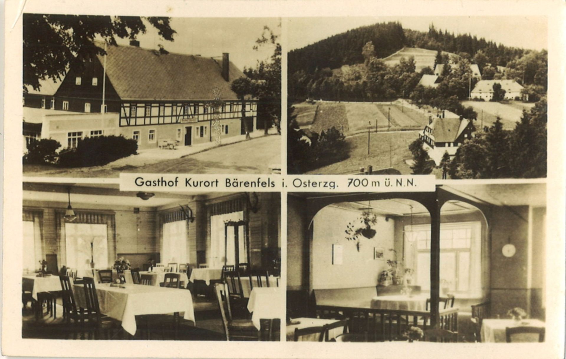 Postkarte "Gasthof Kurort Bärenfels i. Osterzg. 700 m ü. N.N." gelaufen