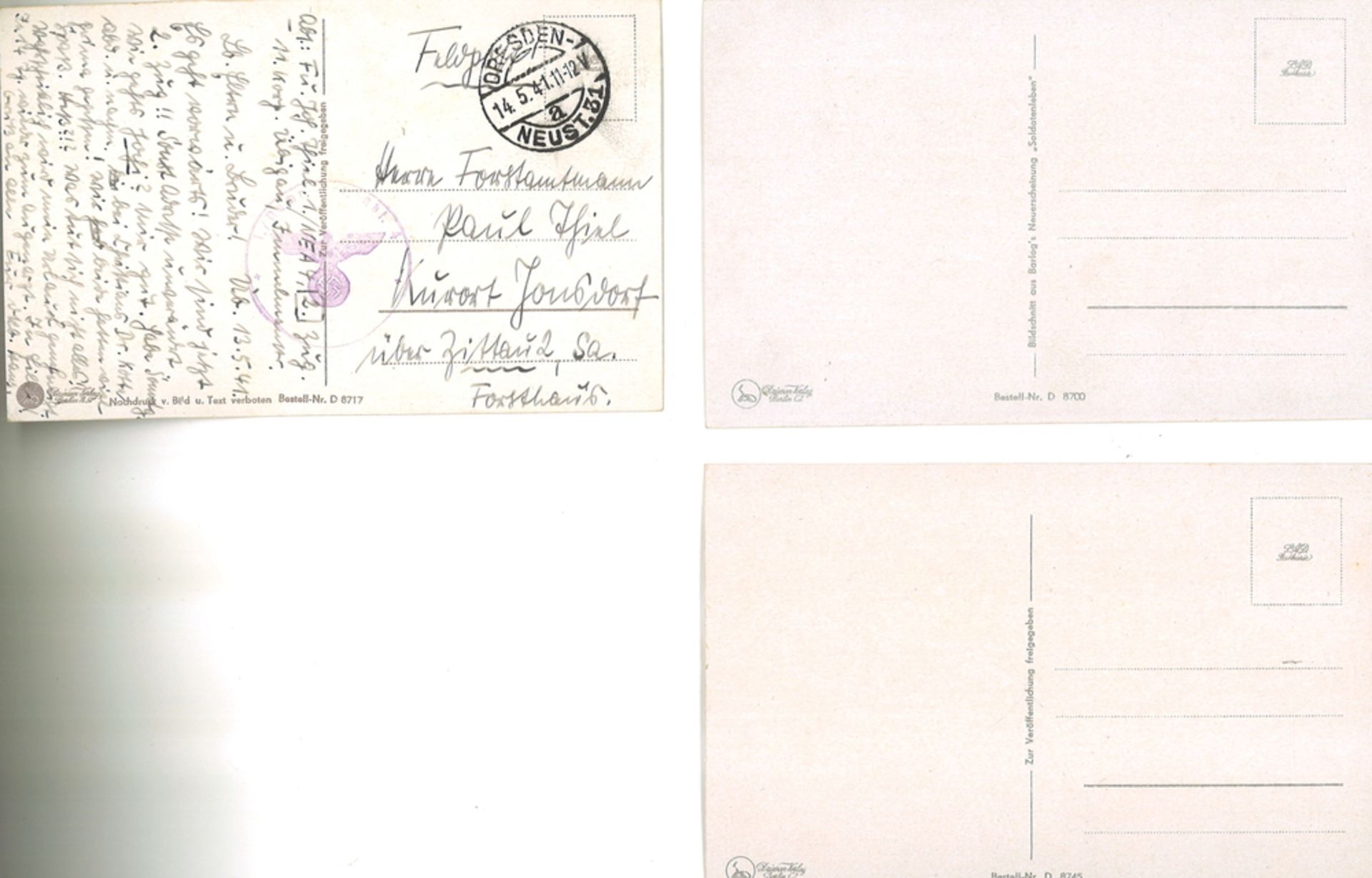 3 Postkarten Soldaten Zeichnungen, dabei 1x Feldpost gelaufen - Image 2 of 2