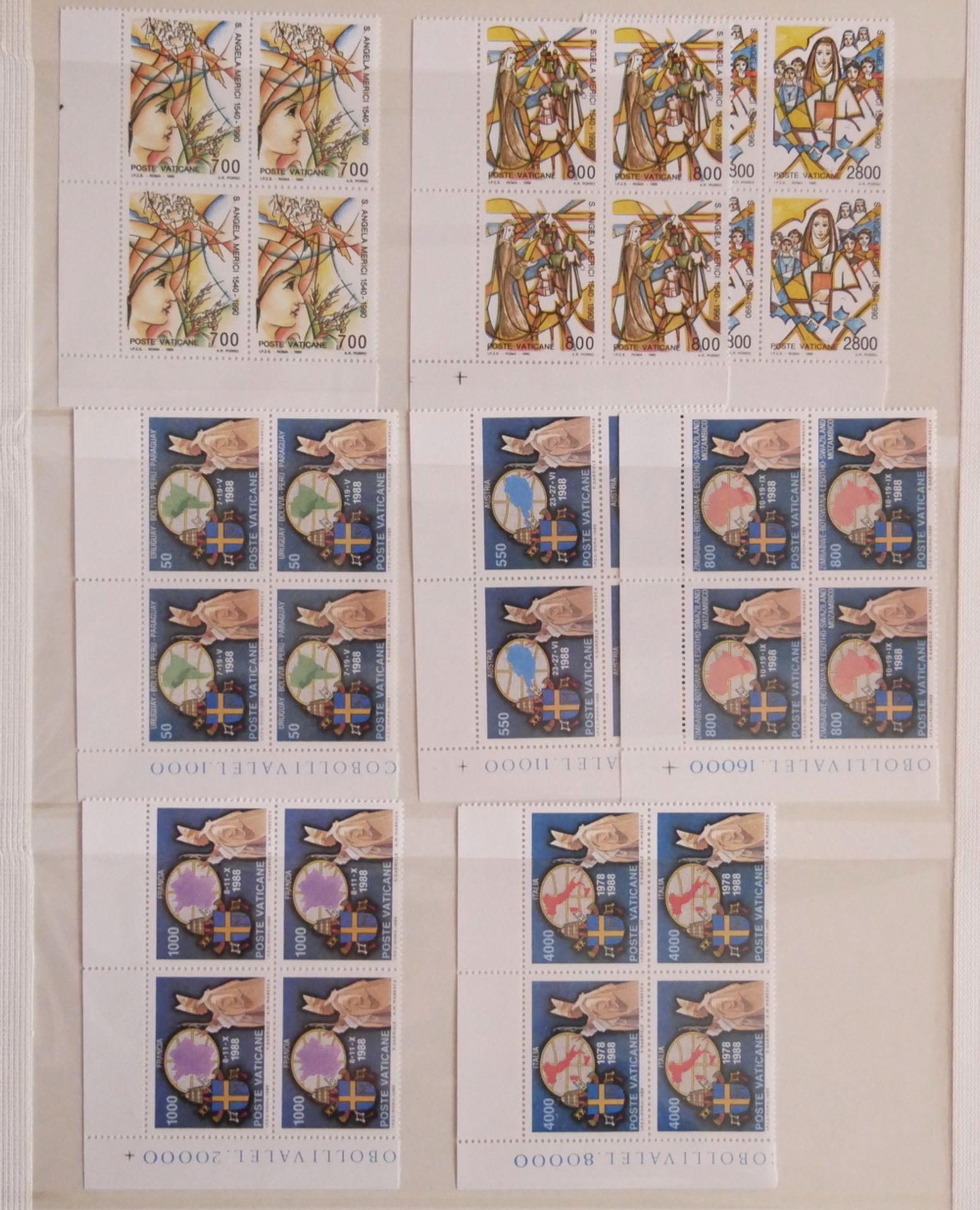 Vatikan postfrisch Sammlung aus 1965 - 1990 mehrfach! Überwiegend 6 fach in kleinen Bogenteilen - Bild 3 aus 5
