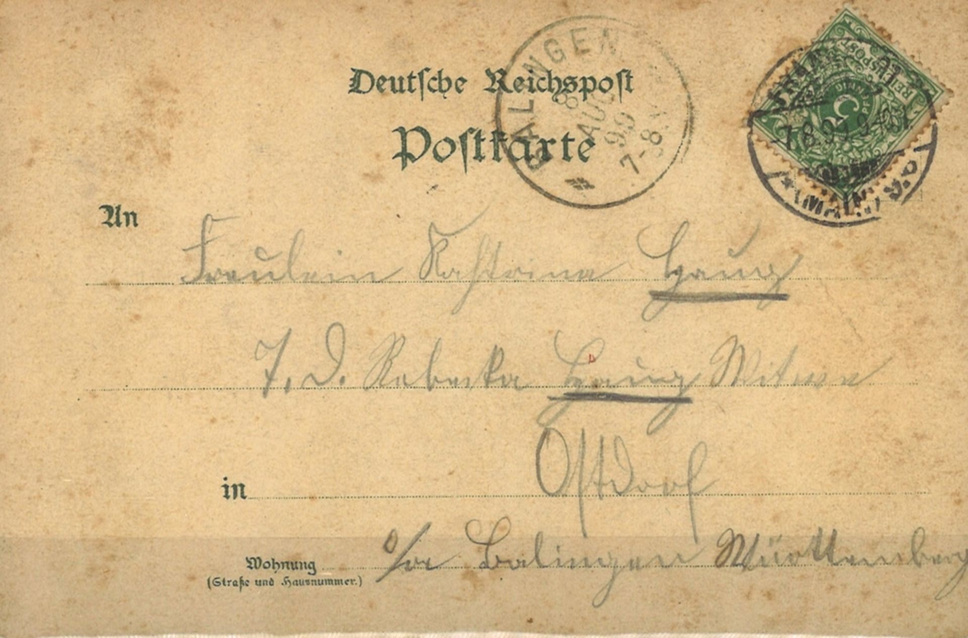 Reichspost. Postkarte "Gruss aus Frankfurt", gelaufen - Image 2 of 2