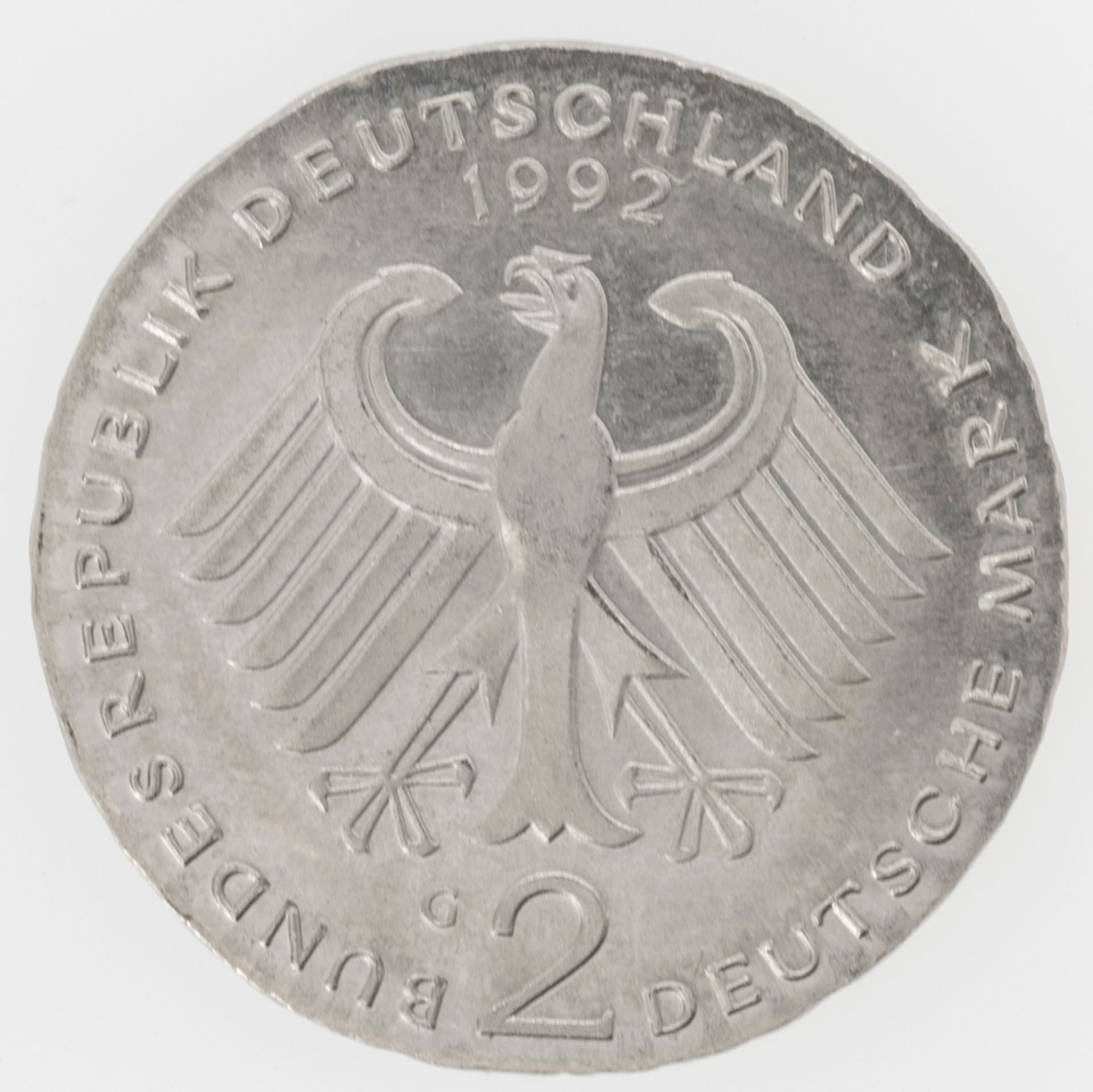 BRD 1988, 2.- DM - Münze, Fehlprägung: Schrötling zu dünn und zu klein (ohne Rand). - Image 2 of 2