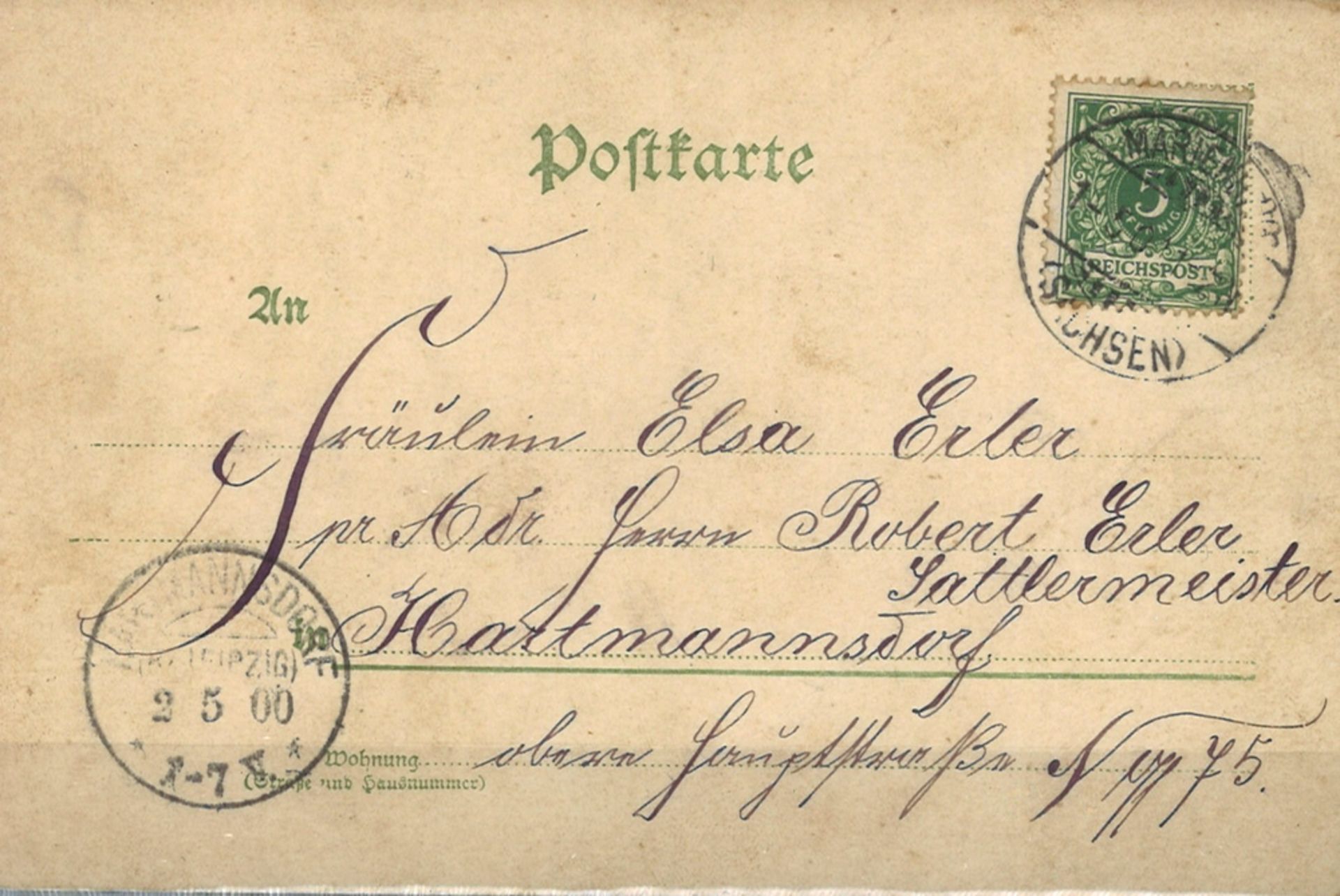 Postkarte "Gruss aus der Kaserne Marienberg", gelaufen. Reichspost - Bild 2 aus 2