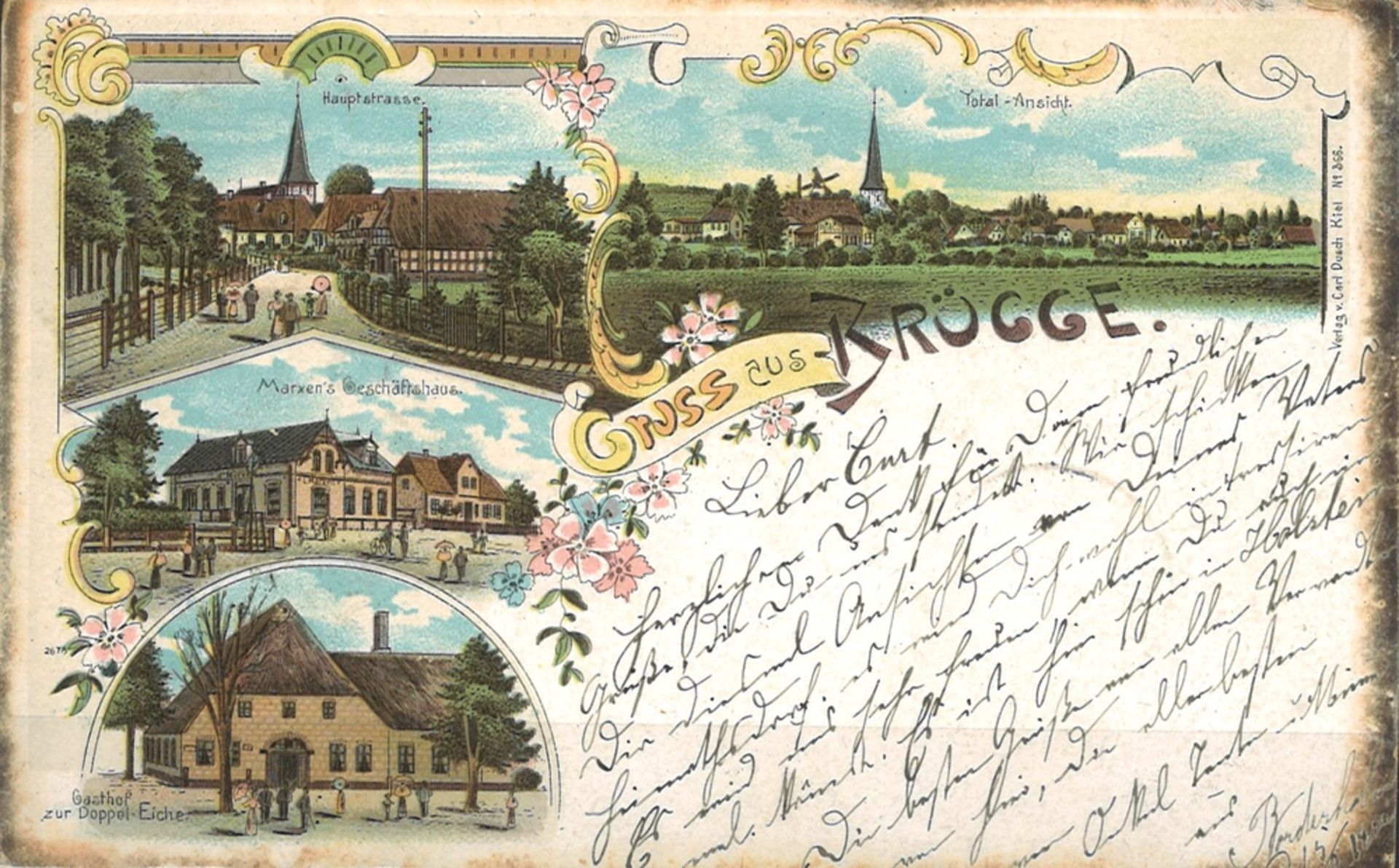Deutsche Reichspost Postkarte "Gruss aus Brügge", gelaufen