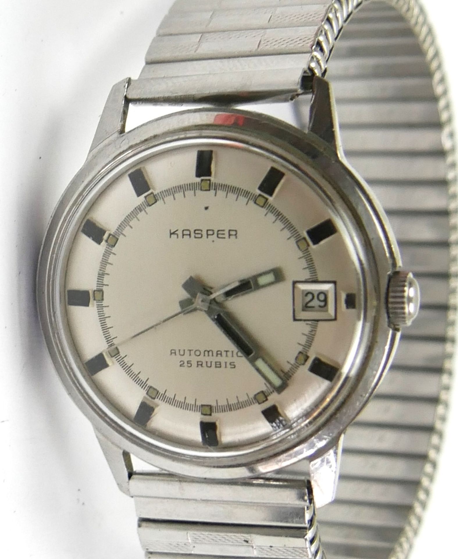 Herren Armbanduhr Vintage Kasper Automatic 25 Jewels mit Datumsanzeige. Funktion geprüft, guter - Image 2 of 2