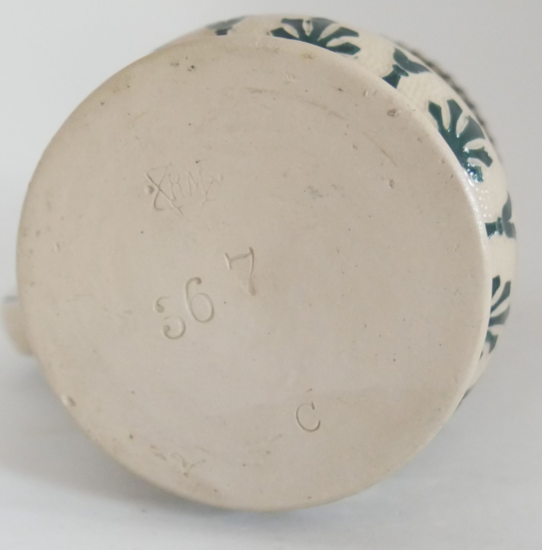 Keramik Bierkrug mit Zinndaumendrücker, Reinhold Merkelbach. Formnr. 367C. 0,4 l Eichstrich. Am - Image 3 of 3