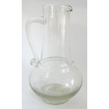 Saft- Glaskrug Waldglas, mundgeblasen um 1880. Am Stand abriß. Sehr guter Zustand. Höhe ca. 25 cm