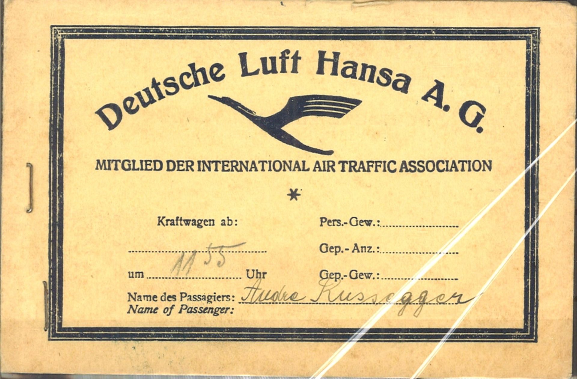 antikes Ticket-Heft, Deutsche Luft Hansa A.G.