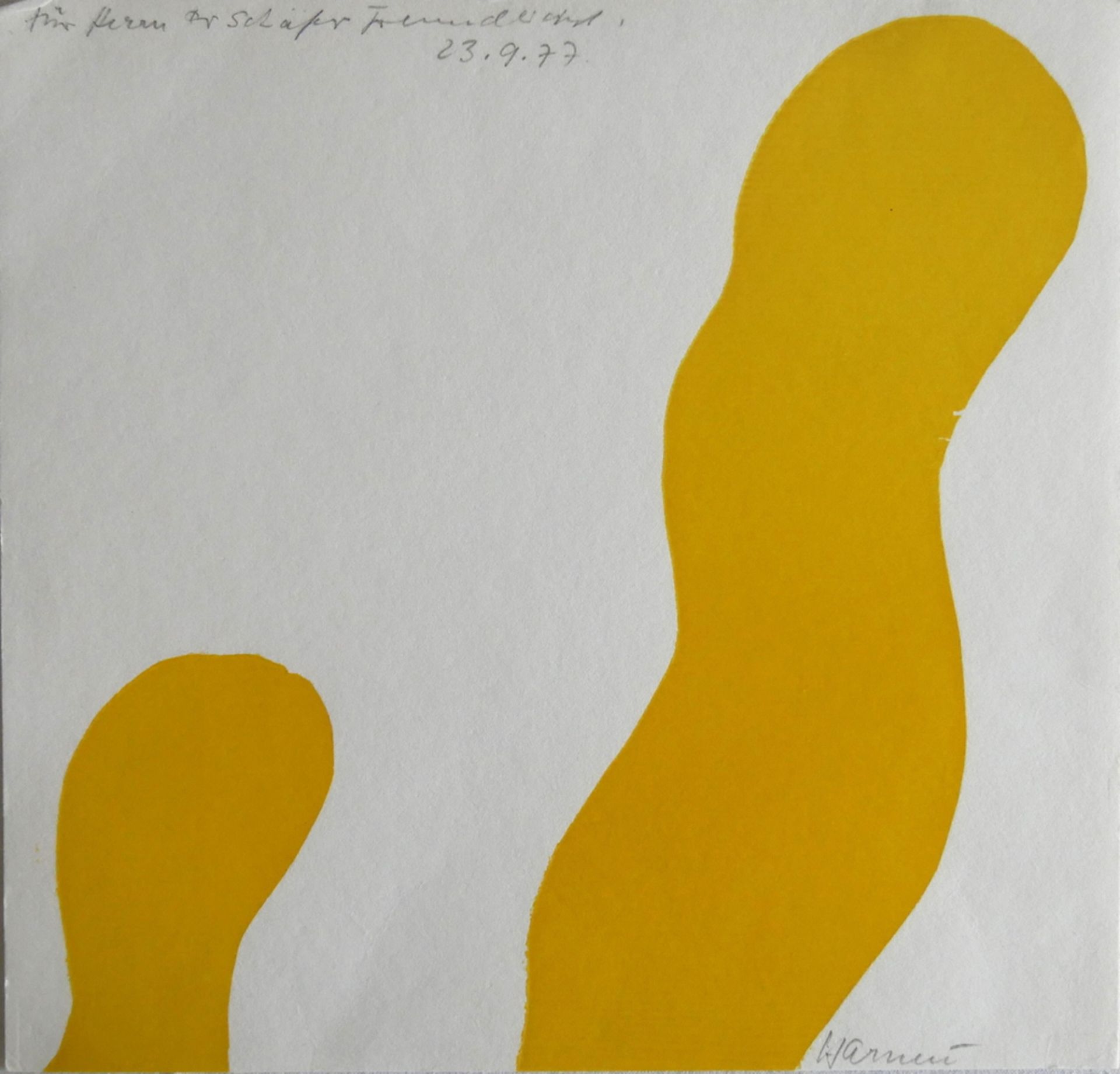 abstrakte Farb-Lithografie "Gelb", datiert 23.09.1977, unleserliche Signatur unten rechts, Maße: