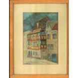 Aquarell "Altes Haus Bad Teinach i/Schw." links unten Signatur Bernhofen 69. Hinter Glas gerahmt.